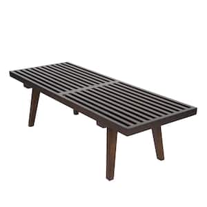 Inwood Platform Dark Walnut Bench Backless with Solid Wood 48 in.