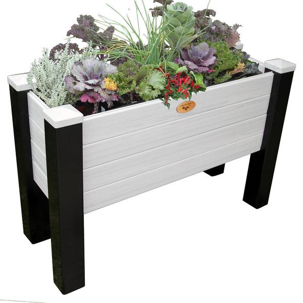 Gronomics 18 in. x 48 in. x 32 in. Maintenance Free Black and Gray Vinyl Raised Garden Bed