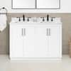 Glacier Bay Huckleberry 48 in. Double Sink White Bath Vanity with White Engineered Stone Top (Assembled) Huckleberry 48W