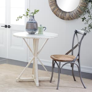 29 in. White Extra Large Round Wood End Accent Table