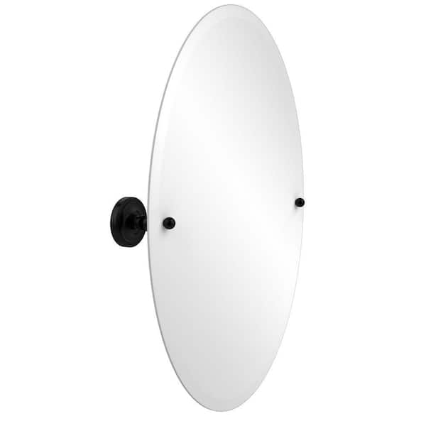Allied Brass Prestige Regal Collection 21 in. x 29 in. Frameless Oval Single Tilt Mirror with Beveled Edge in Matte Black