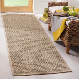 Natural Fiber Tan/Beige 3 ft. x 20 ft. Border Runner Rug