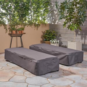 Shield Gray Fabric Outdoor Patio Chaise Lounge Cover (Set of 2)