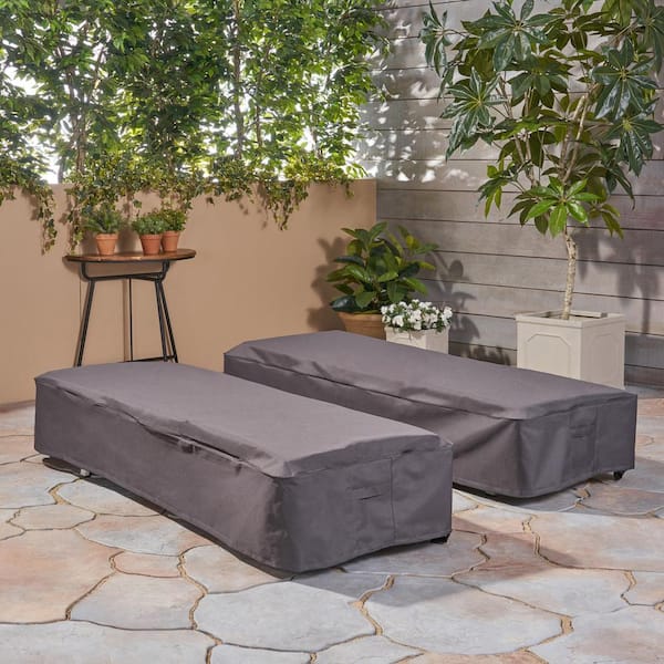 Noble House Shield Gray Fabric Chaise Lounge Cover (Set of 2)