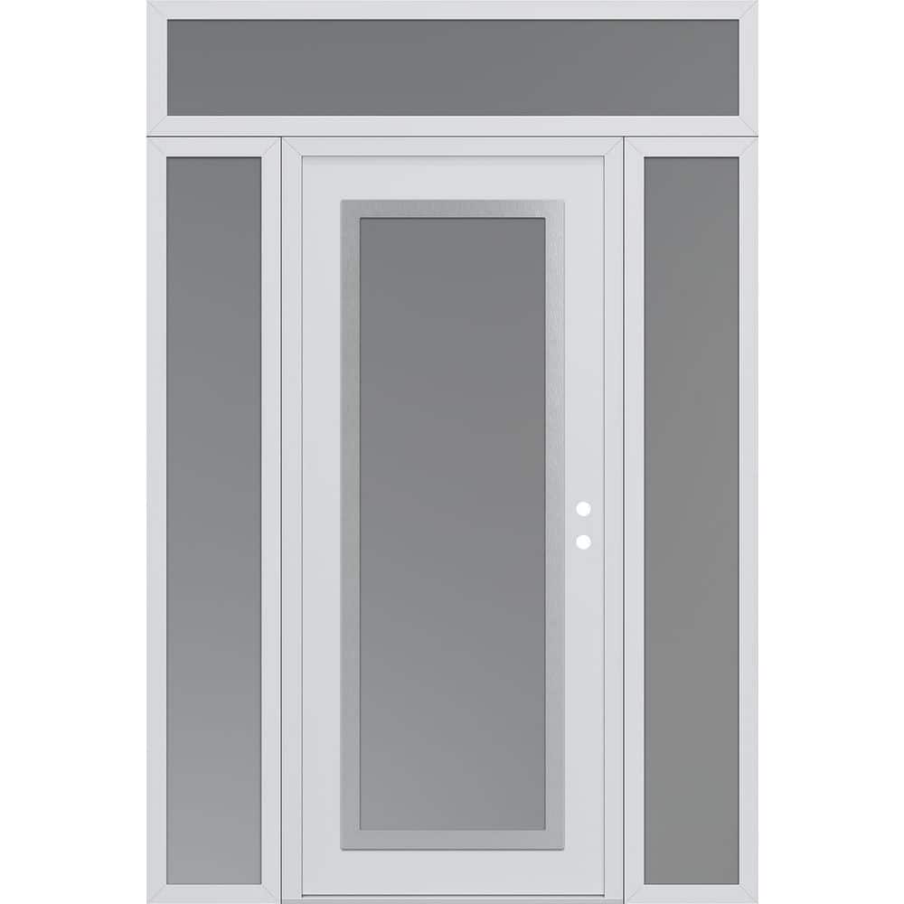 C1 64 in. x 96 in. Silver P Left-Hand/Inswing Frosted Glass White/White 2 Sidelite Plus Transom Steel Prehung Front Door price history on PriceWatchPro