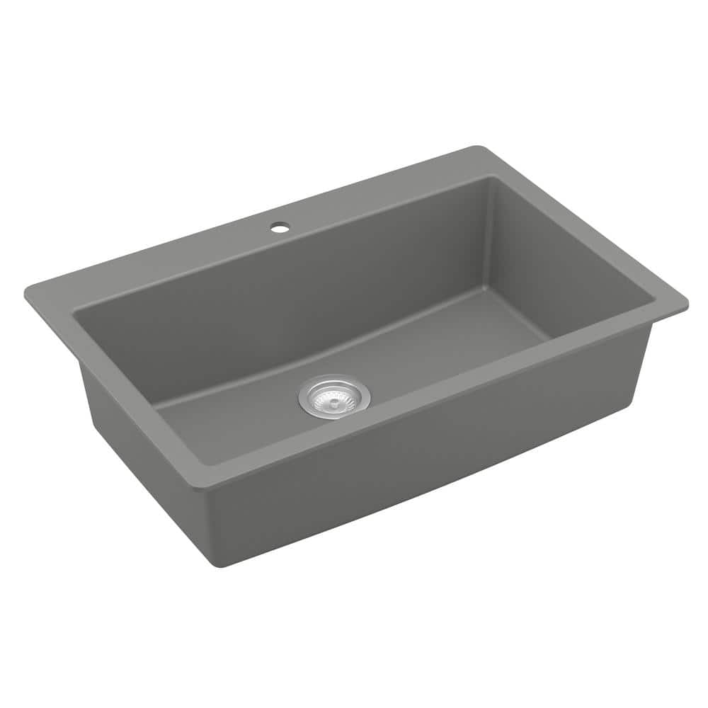 Gray Quartz 33'' Single Bowl Drop-in Kitchen Sink