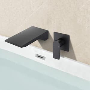 Single-Handle Waterfall Spout Wall Mount Bathroom Sink Faucet in Matte Black