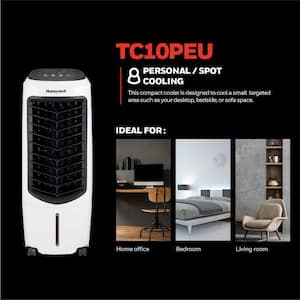 194 CFM 3-Speed Portable Evaporative Cooler, Quiet, Low Energy, Compact Spot Fan and Humidifier in White