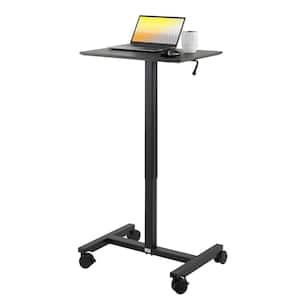 airLIFT 24.4 in. Rectangular Black Gas-Spring Sit-Stand Mobile Laptop Computer Cart Desk with Adjustable Height