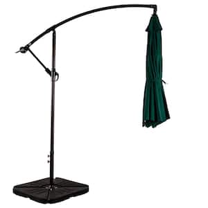 Bayshore 10 ft. Crank Lift Cantilever Hanging Offset Patio Umbrella in Dark Green with Base Weights