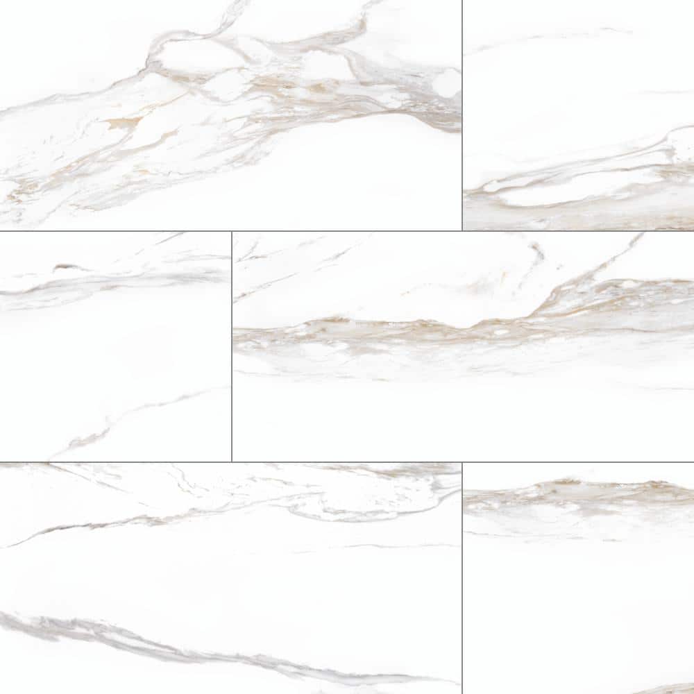 Milos White 24 in. x 48 in. Polished Porcelain Marble Look Floor and Wall Tile (16 sq. ft. /Case) price history on PriceWatchPro