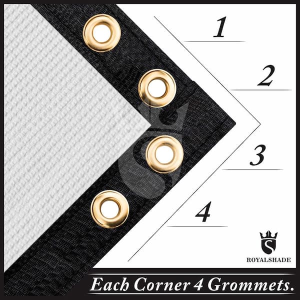 ROYAL SHADE 70 in. x 10 ft. White Mesh Fabric Privacy Fence Screen with Perimeter Stitched Edges and Grommets, Zip Ties Included