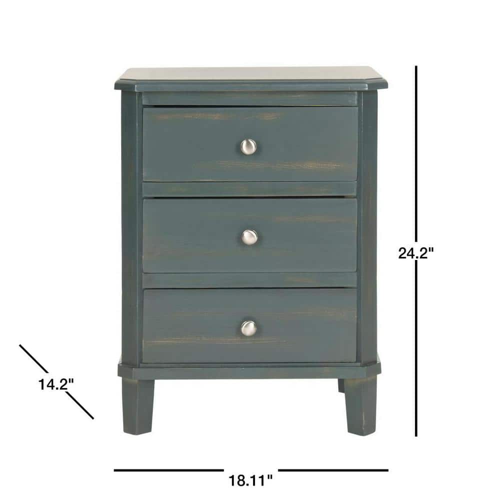 Joe Blue Teal Wood 3-Drawer End Table