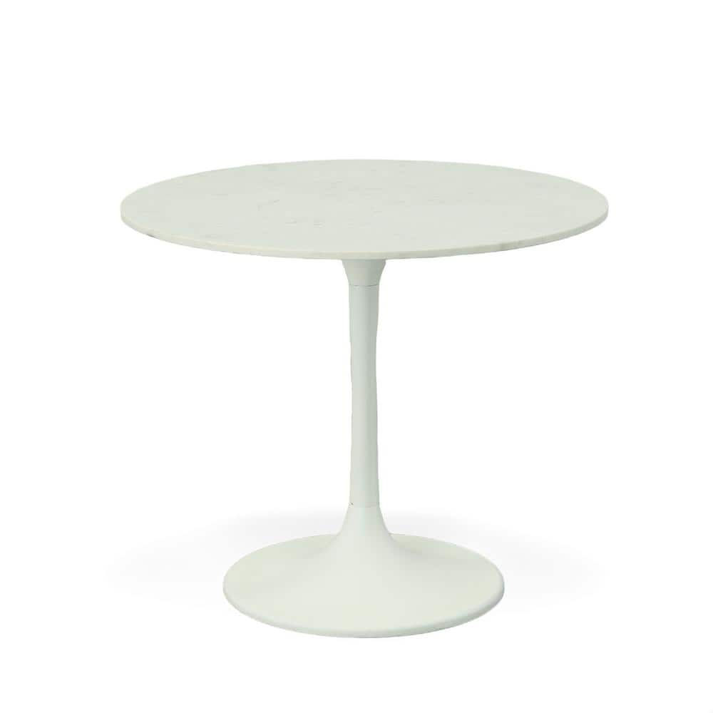 36 in. Enzo White Round Marble Top Dining Table