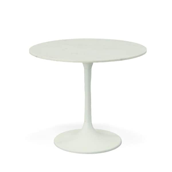 36 in. Enzo White Round Marble Top Dining Table