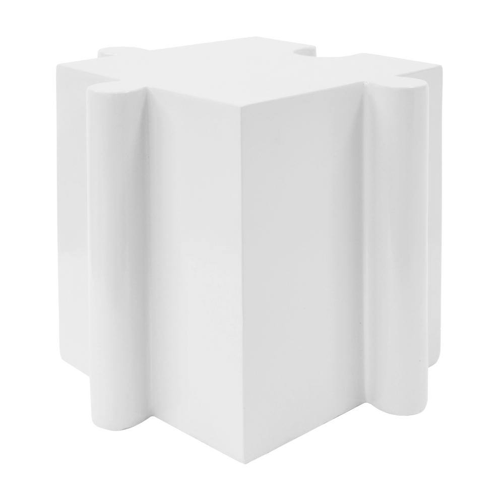 HOBBY CONVEX CONVEX DESIGN ホワイト 15.75 in. x 15.75 in. White Modular Convex Puzzle Art Side Table