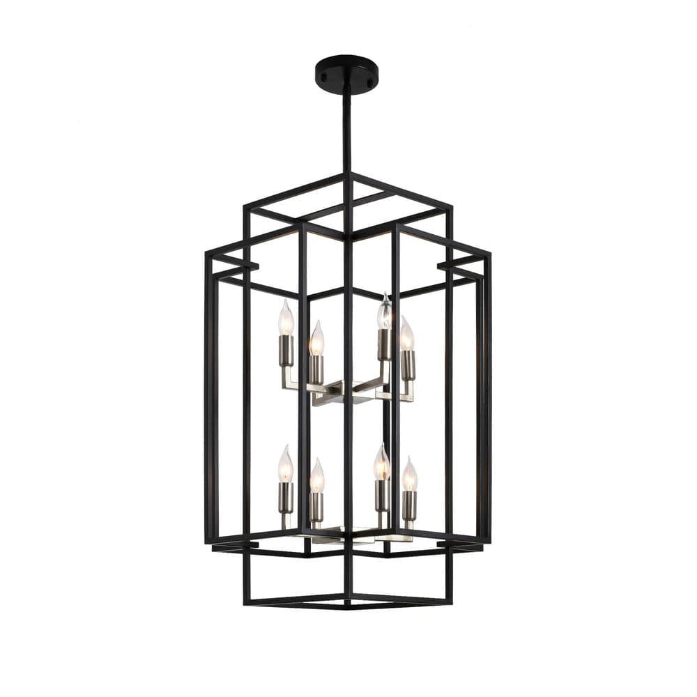 FramePicasso 8-Light Matte Black and Sliver Chandeliers, Cage Chandeliers Adjustable Height, No Light Bulb price history on PriceWatchPro