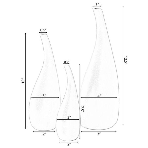 Uniquewise White Contemporary Unique Teardrop Shaped Ceramic Table Vase  Flower Holder (Set of 3) QI004367.3 - The Home Depot