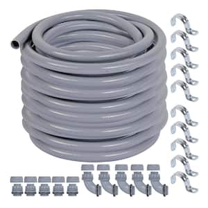 3/4 in. x 75 ft. Gray Non-Metallic PVC Flexible Liquid Tight Conduit with Conduit Connector Fittings UL Certification