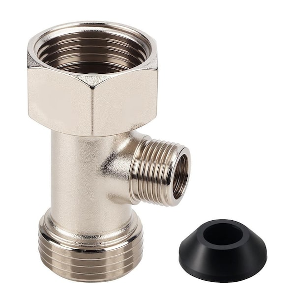 Bidet T Adapter Attachment with Washer, 3-Way Metal T-Valve Connector for Toilet, Shower, Bidet Hose Fitting
