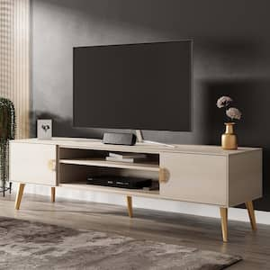 Haley 70.9 in. White Mid-Century Modern TV Stand Fits TV's up to 55 in.