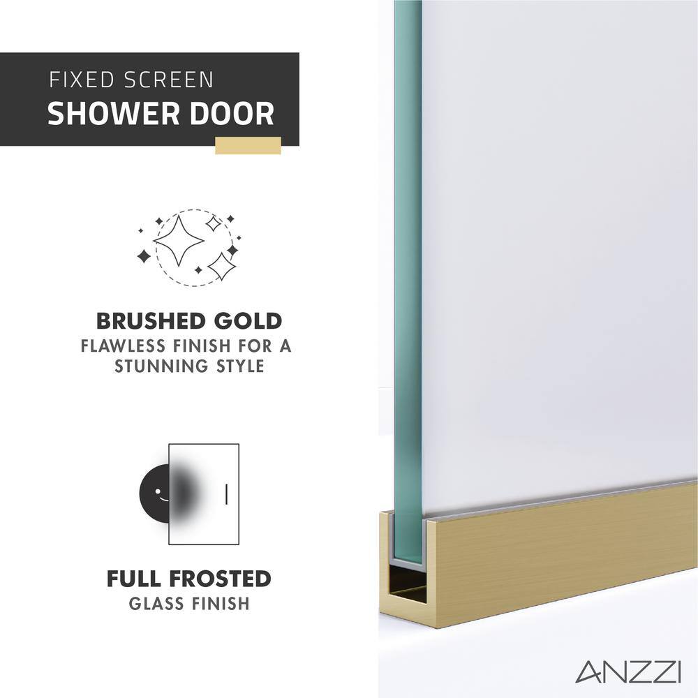 Brushed Gold and Frosted Glass Frameless Shower Screen