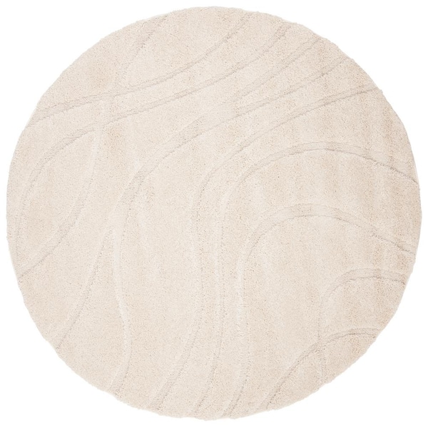 Florida 10 ft. x 10 ft. Creme Abstract Round Rug