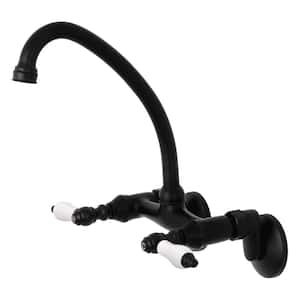 Kingston 2-Handle Wall-Mount Standard Kitchen Faucet in Matte Black