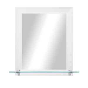 21.5 in. W x 25.5 in. H Rectangular Framed Gallery Black and White Vertical Wall Mirror with Tempered Glass Shelf