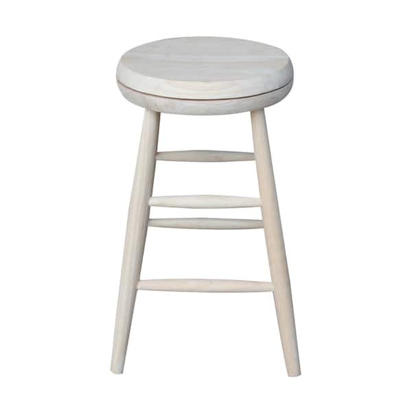 International Concepts Scooped Seat 24 In Unfinished Wood Swivel Bar Stool 1s 824sw The Home