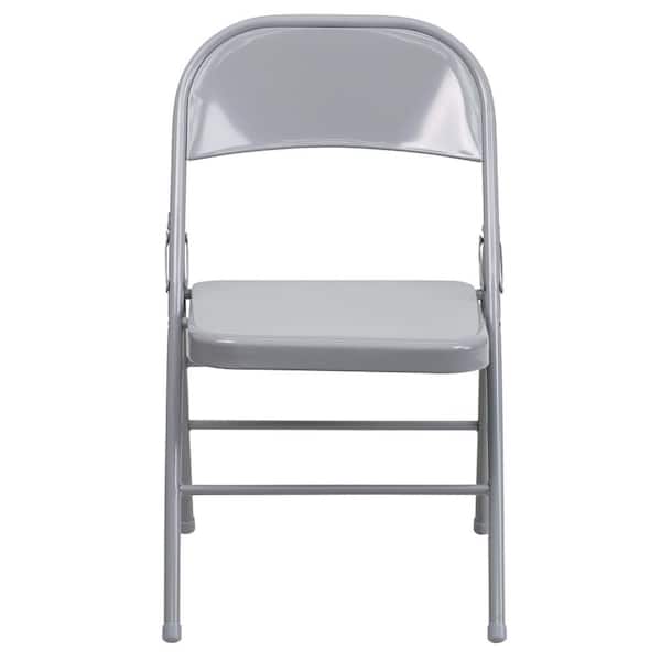 Gray Metal Folding Chair (4-Pack)