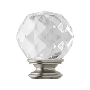 Mix and Match Faceted Crystal Sphere 1 in. Curtain Rod Finial in Brushed Nickel (2-Pack)