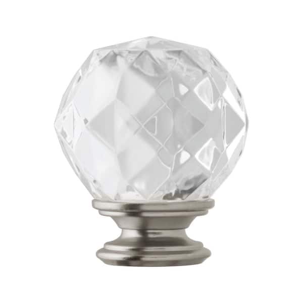 Home Decorators Collection Mix and Match Faceted Crystal Sphere 1 in. Curtain Rod Finial in Brushed Nickel (2-Pack)