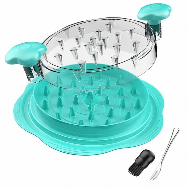 Mint Green BPA‑Free Anti‑Slip Chicken Shredder Tool Twist with Brush and Fork for Kitchen Home BBQ Cooking