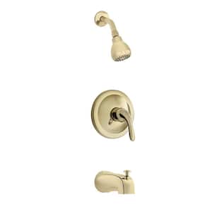 Builders Single-Handle 1-Spray Tub and Shower Faucet in Polished Brass (Valve Included)