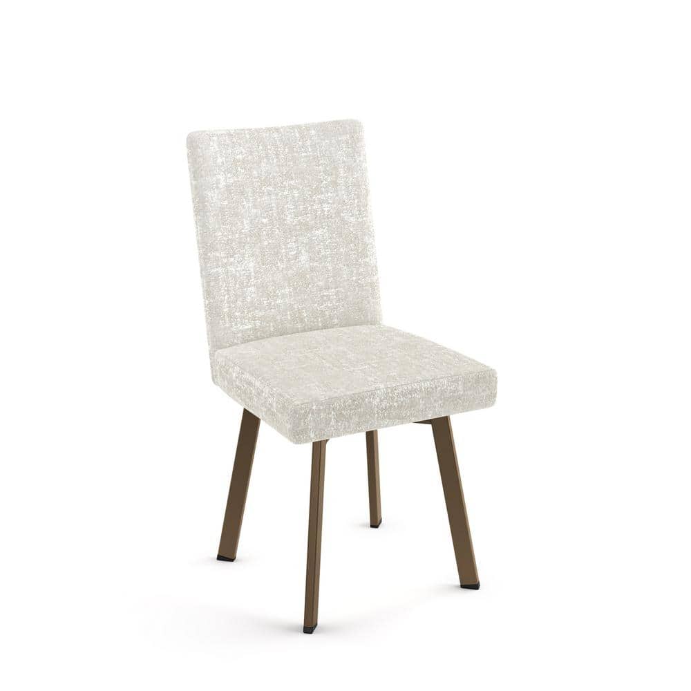 Parsons Sheep White & Cream Chenille Bronze Metal Side Chair