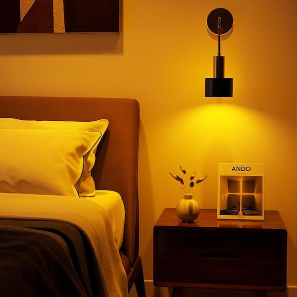 4.7 in. 1 Light Black 13 RGB Wireless Wall lamp Battery Operated Wall Sconce (Set of Two)