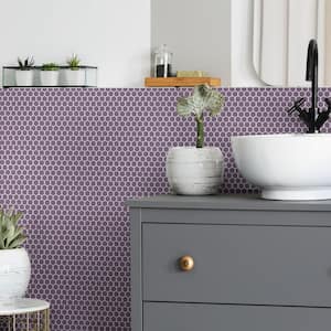 Metro 1 in. Hex Glossy Purple 10-1/4 in. x 11-7/8 in. Porcelain Mosaic Tile (8.6 sq. ft./Case)
