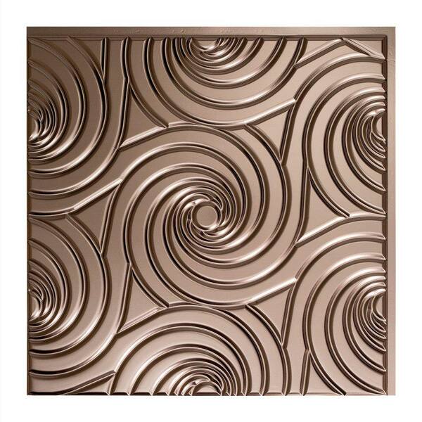 Fasade Typhoon 2 ft. x 2 ft. Glue Up PVC Ceiling Tile in Brushed Nickel