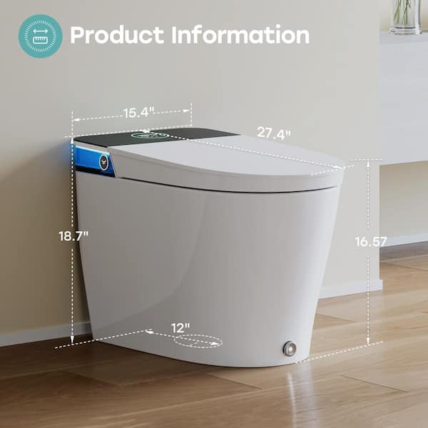 HOROW Elongated Smart Toilet Bidet 1.1 GPF with Built-in Tank, Warm Water, Night Light, Remote - T38D