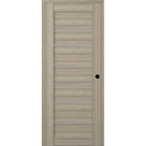 Alba DIY-Friendly 18 in. x 80 in. Left-Hand 6 Lite Frosted Glass Shambor Composite Wood Single Prehung Interior Door
