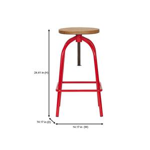 Ruby Red Adjustable Backless Counter Stool with Wood Swivel Seat