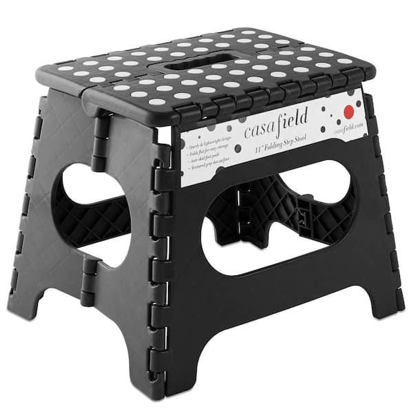 1-Step 11 in. Black Plastic Step Stool, (1.92 ft. Reach Height) 300 lb. Load Capacity