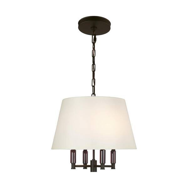 Generation Lighting Lismore 4 -Light Oil Rubbed Bronze Pendant with Ivory Shade