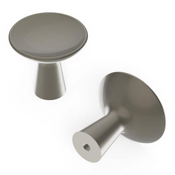 HICKORY HARDWARE Series Maven Collection Knob 1-1/4 in. Dia Satin Nickel Finish Modern Zinc Cabinet Knob 1-Pack