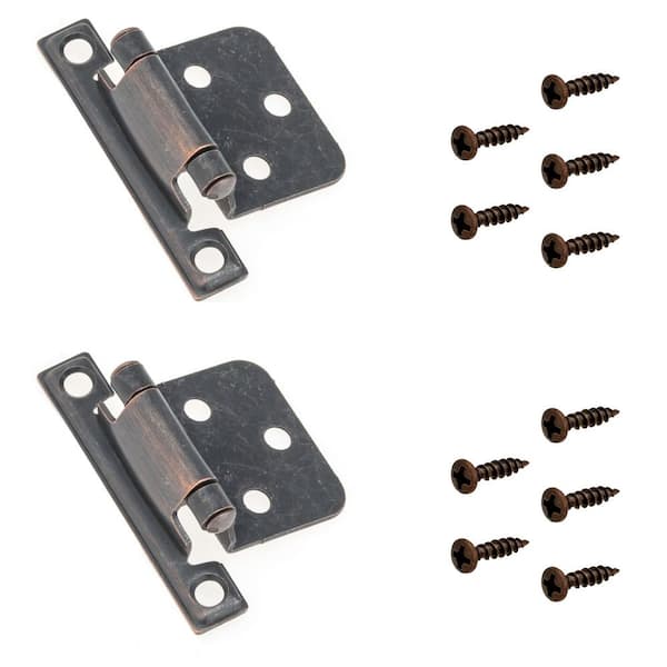 Richelieu Hardware (2-Pack) Variable Overlay Brushed Oil-Rubbed Bronze Semi-Concealed Self-Closing Square-Edged Face Frame Cabinet Hinge