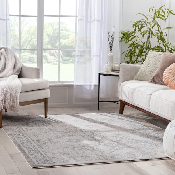 Kensington Marjorie Vintage Oriental Persian Ivory 7 ft. 10 in. x 10 ft. 6 in. Area Rug