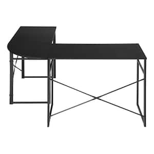 32.7 in. L-Shaped Black Wood Modern Style Writing Desk with Metal Frame