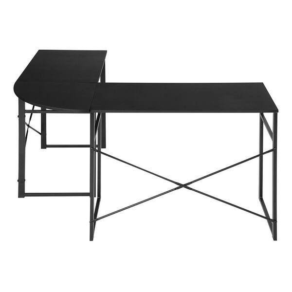 Spaco 32.7 in. L-Shaped Black Wood Modern Style Writing Desk with Metal Frame