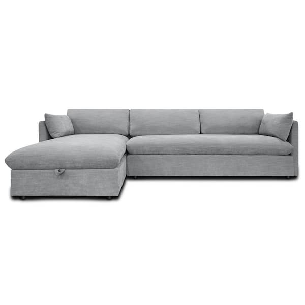 Poly and Bark Argos 117 in. Left-Facing Sleeper Sectional Sofa Bed in Dawn Grey